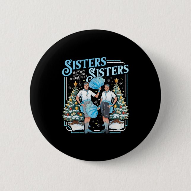 Devoted Sisters White Xmas Merry Christmas Snowfla 6 Cm Round Badge (Front)