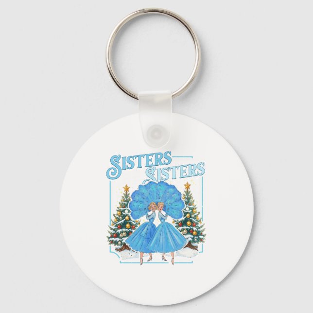 Devoted Sisters White Xmas Merry Christmas Snowfla Key Ring (Front)