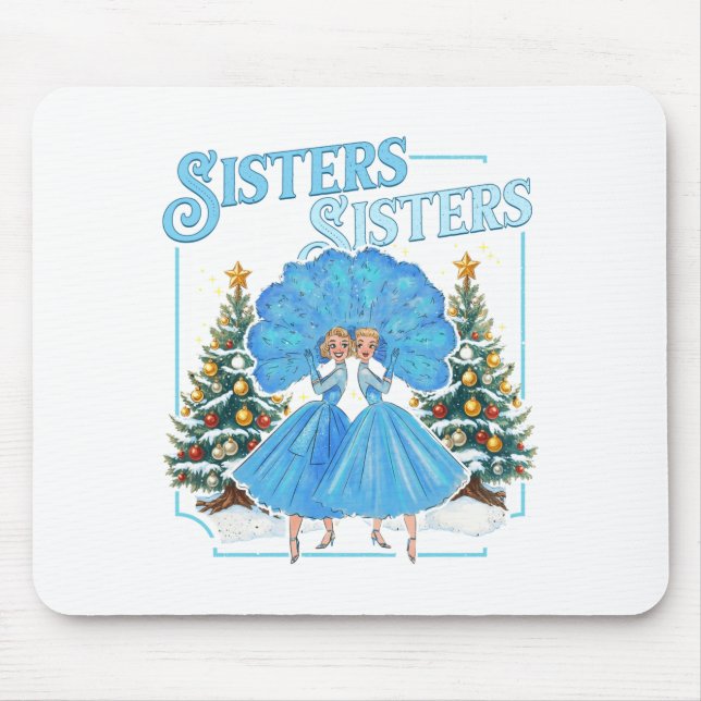 Devoted Sisters White Xmas Merry Christmas Snowfla Mouse Mat (Front)