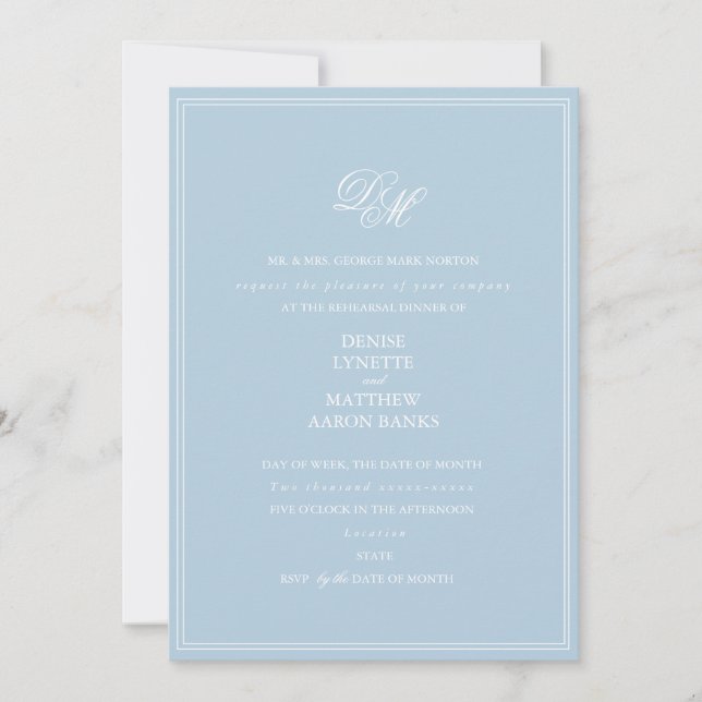 Devoted Wedding Set in Omphalodes Blue Invitation (Front)