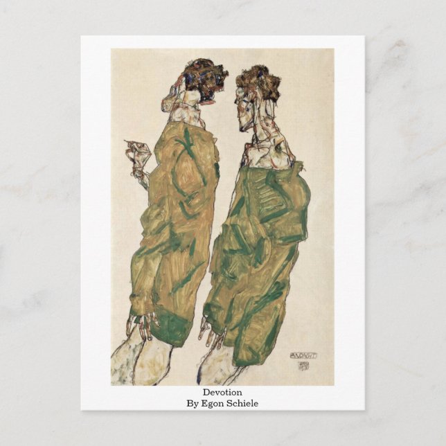 Devotion By Egon Schiele Postcard (Front)