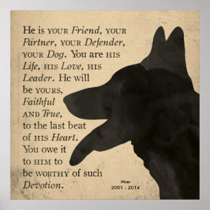 "Devotion" Vintage German Shepherd Dog Poster