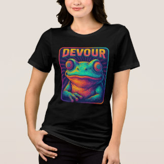 DEVOUR – Hypnotic Retro Frog Pixel Art Design Tri-Blend Shirt