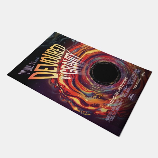 Devoured By Gravity Halloween Hole Black Horror Doormat (Angled)