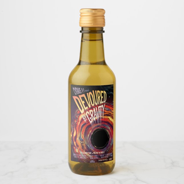 Devoured By Gravity Halloween Hole Black Horror Wine Label (Front)
