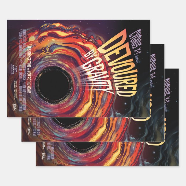 Devoured By Gravity Halloween Hole Black Horror Wrapping Paper Sheet (Set)