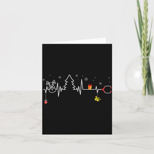 Devoxtee Christmas Tree Heartbeat Funny Christmas  Card (Front)