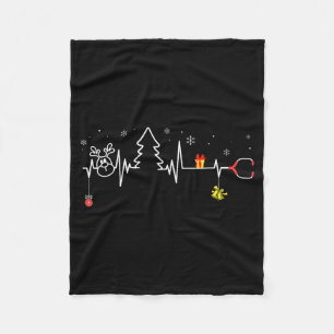 Devoxtee Christmas Tree Heartbeat Funny Christmas Fleece Blanket