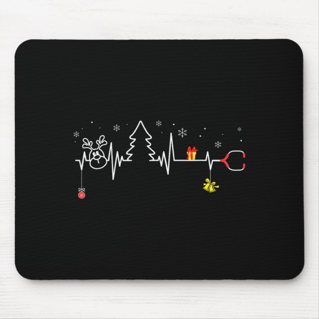 Devoxtee Christmas Tree Heartbeat Funny Christmas  Mouse Mat (Front)