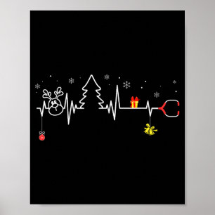 Devoxtee Christmas Tree Heartbeat Funny Christmas Poster