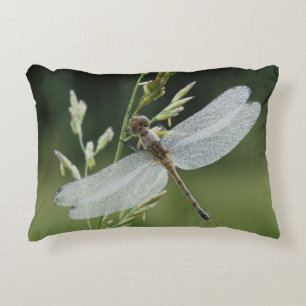 Dew covered Darner Dragonfly Decorative Cushion