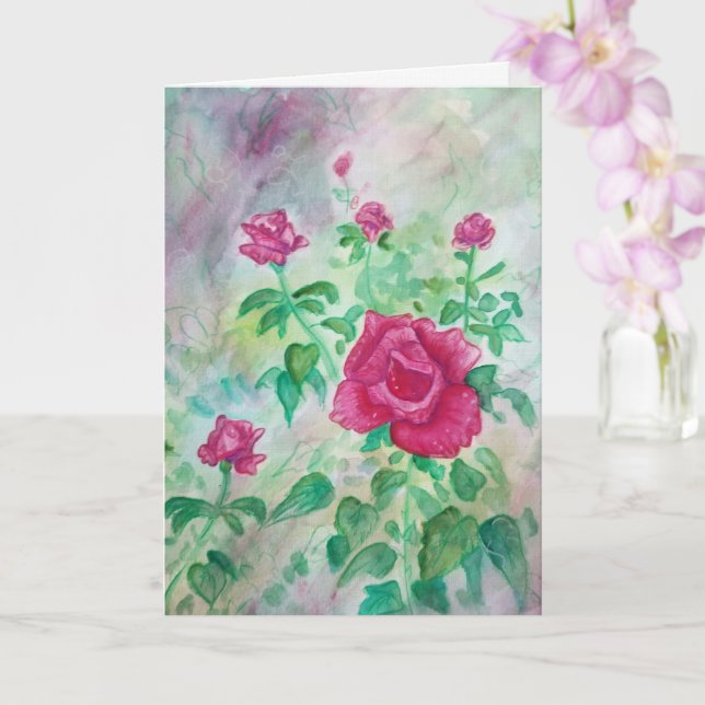 Dew Covered Rose Card (Orchid)