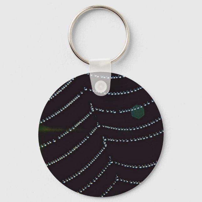 Dew-covered spider web key ring (Front)