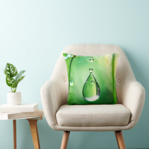Dew Drop On Grass Stem Cushion