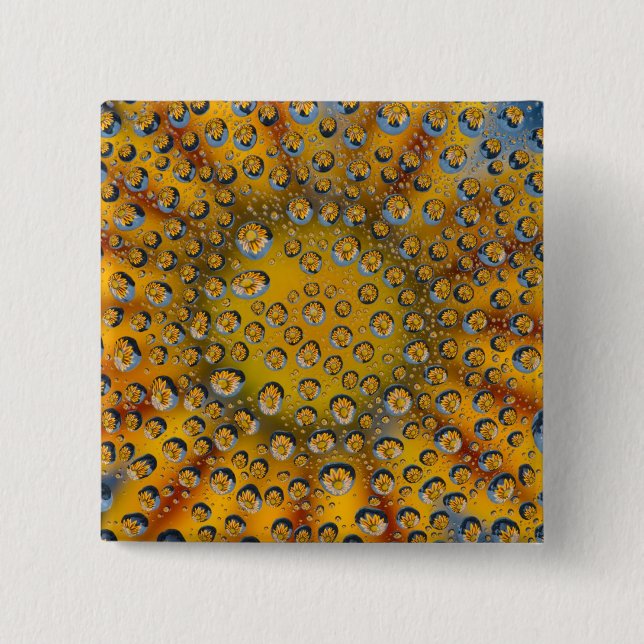 Dew Drop reflection of flower, Crescent City, 15 Cm Square Badge (Front)