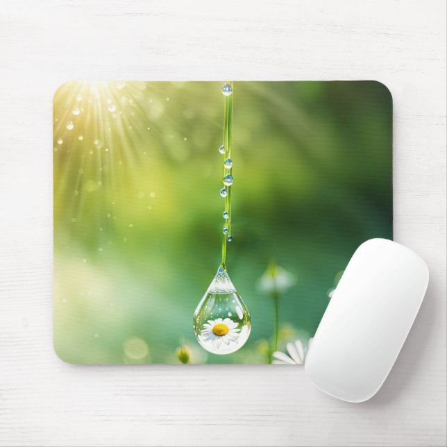 Dew Drop With Daisy Reflection Mouse Mat (With Mouse)