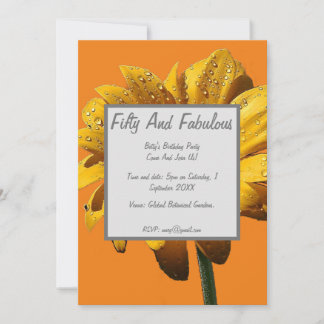 Dew Drops Daisy Fifty And Fabulous Birthday Invitation