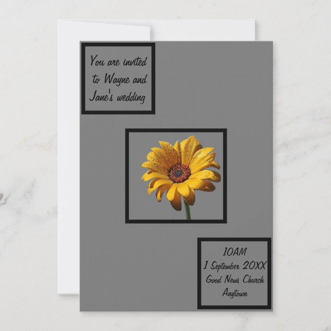 Dew Drops Daisy Wedding Invitation (Front)