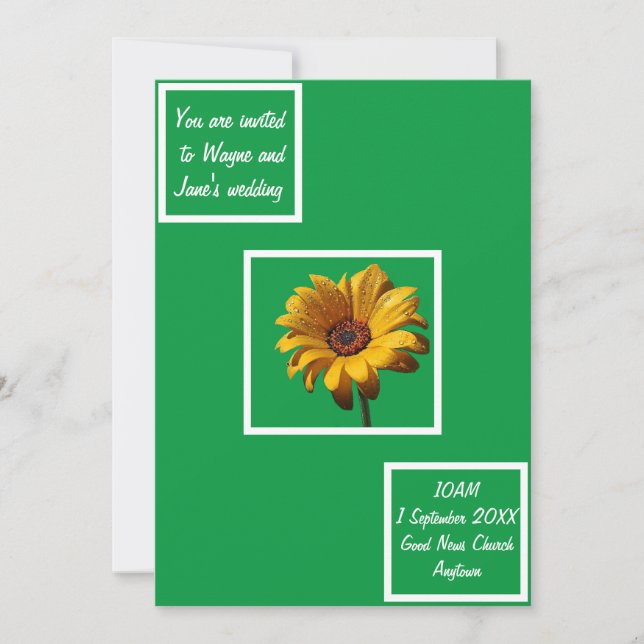 Dew Drops Daisy Wedding Invitation (Front)
