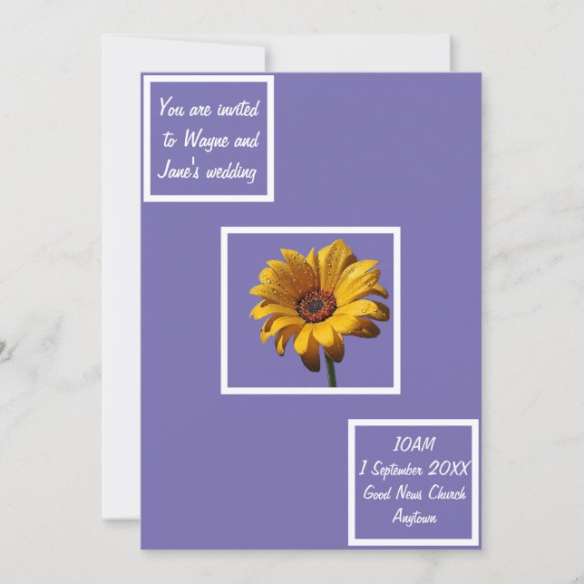 Dew Drops Daisy Wedding Invitation (Front)