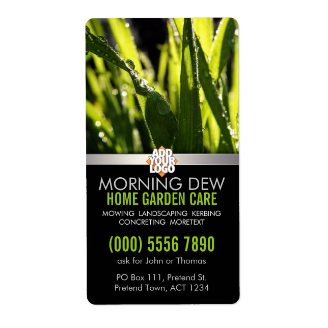 Dew Drops Grass Garden Nature w/ Logo Business (Front)