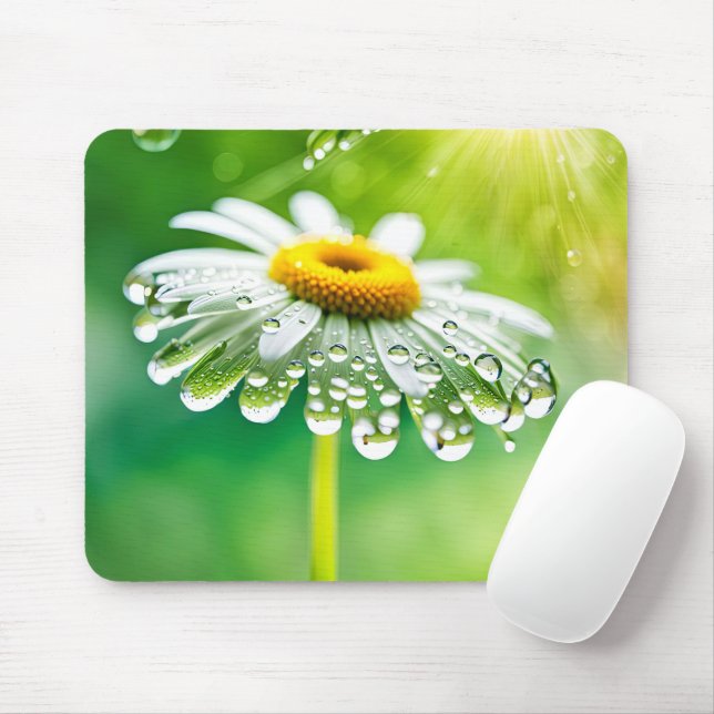 Dew Drops On Daisy Mouse Mat (With Mouse)