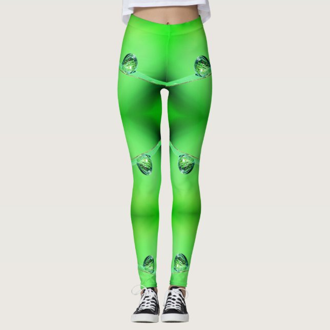 Dew Pattern With Neon and Green Lime Shades Leggings (Front)
