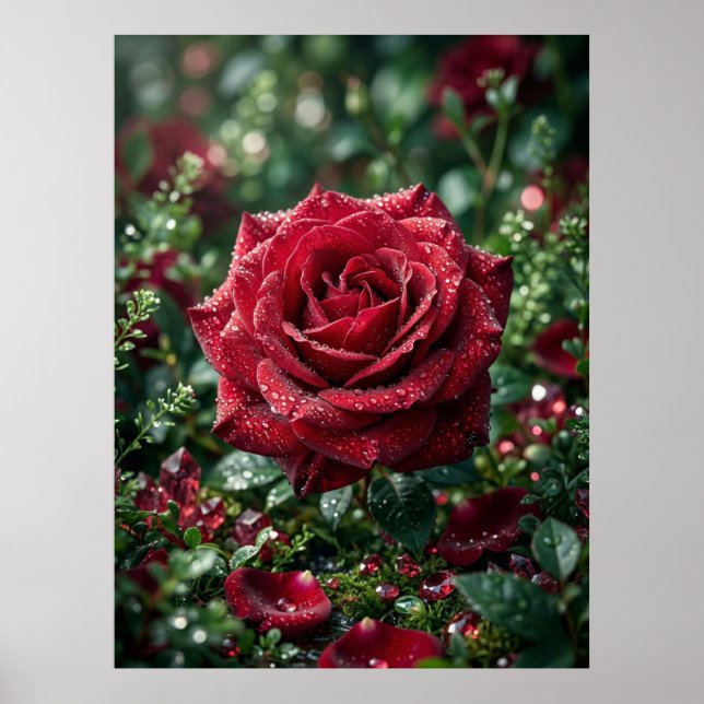 Dew Rose Luxury Macro Bloom Poster (Front)