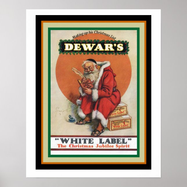 Dewar's White Label Vintage Christmas Ad Poster (Front)