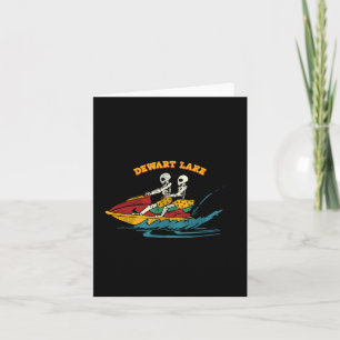Dewart Lake Indiana Funny Skeleton Jet Ski Retro Card