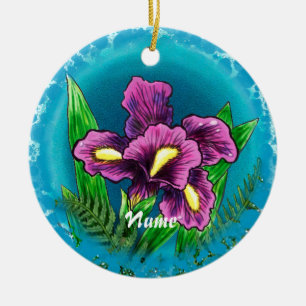 Dewdrop iris ceramic tree decoration