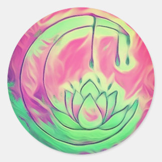 Dewdrop Lotus Moon  Classic Round Sticker
