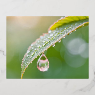 Dewdrop Nature Colourful Wildlife Serene Tranquil  Foil Holiday Postcard