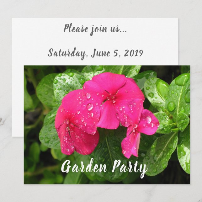 Dewdrops on Periwinkle Garden Party Invitations (Front/Back)