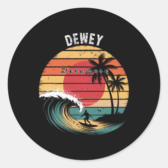 Dewey Beach Delaware Beach Surfing  Classic Round Sticker (Front)