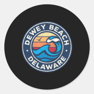 Dewey Beach Delaware De Nautical Waves Classic Round Sticker