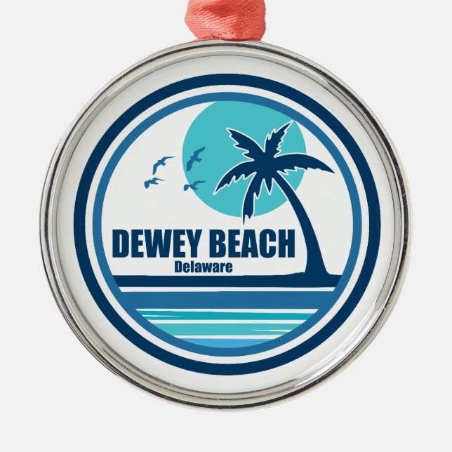 Dewey Beach Delaware Palm Tree Birds Metal Tree Decoration (Front)