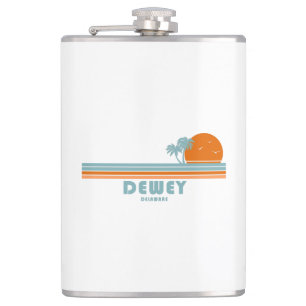 Dewey Beach Delaware Sun Palm Trees Hip Flask