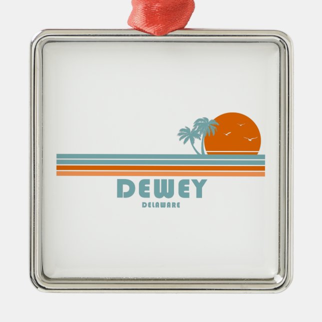 Dewey Beach Delaware Sun Palm Trees Metal Tree Decoration (Front)