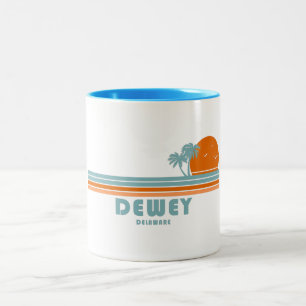 Dewey Beach Delaware Sun Palm Trees Two-Tone Coffee Mug