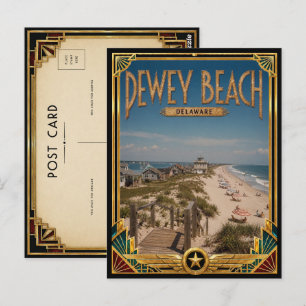 Dewey Beach Delaware Vintage Art Deco Golden Age Postcard