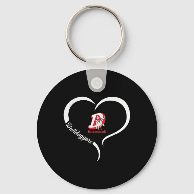 Dewey Bulldoggers Logo Half Heart Slogan Hs  Key Ring (Front)