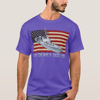 Dewey DDG105 Ship Diagram American Flag T-Shirt
