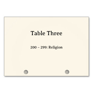 Dewey Decimal System Card Catalogue Table Numbers