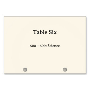 Dewey Decimal System Card Catalogue Table Numbers
