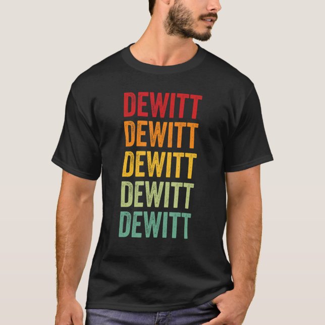 DeWitt County Texas Rainbow Text Design T-Shirt (Front)