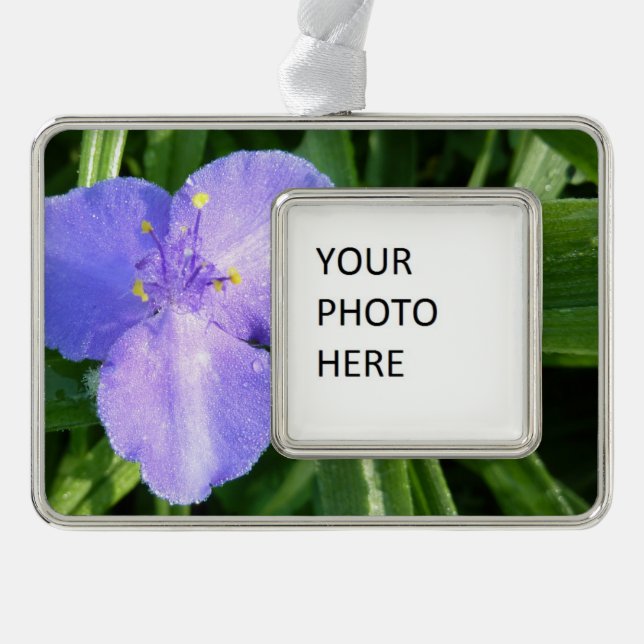 Dewy Trillium Spring Wildflower Silver Plated Framed Ornament (Front)