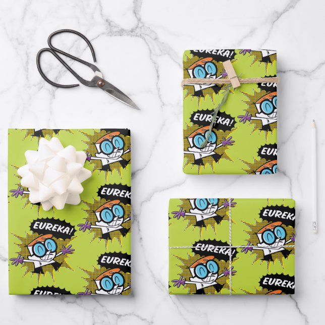 Dexter "Eureka!" Halftone Callout Graphic Wrapping Paper Sheet (Front)