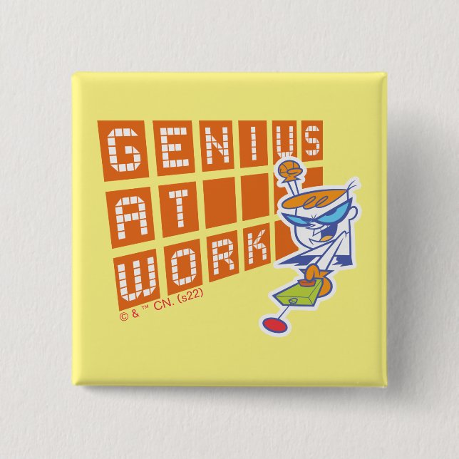 Dexter "Genius At Work" 15 Cm Square Badge (Front)