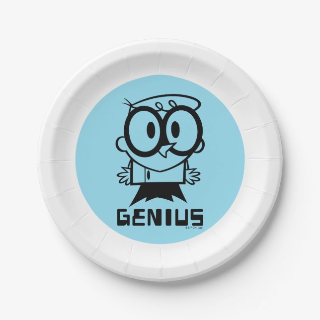 Dexter "Genius" Outline Graphic Paper Plate (Front)